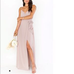 Show mr Your Mumu Liz Maxi Dress Soft Beige Chiffon Size Large NWT